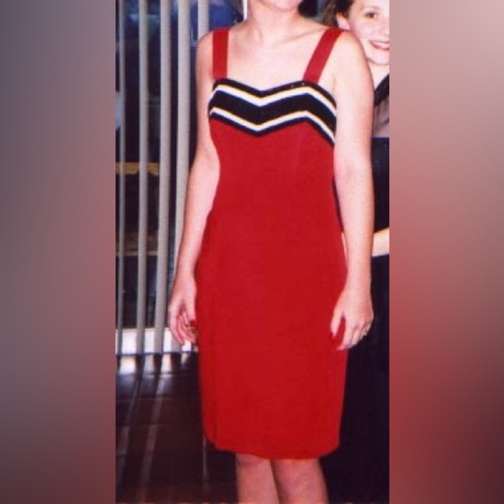 Vintage Escada Couture Beaded Red Silk Cocktail Dress